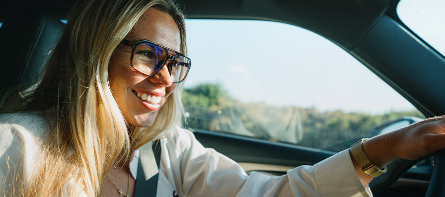 Zoe McDougall wearing Smith Overland Rx glasses