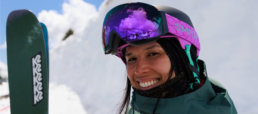 Krystin Norman wearing the Smith x SheJumps I/O MAG Goggles