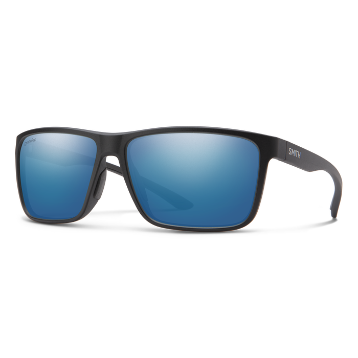 Riptide, Matte Black + ChromaPop Glass Polarized Blue Mirror Lens, hi-res